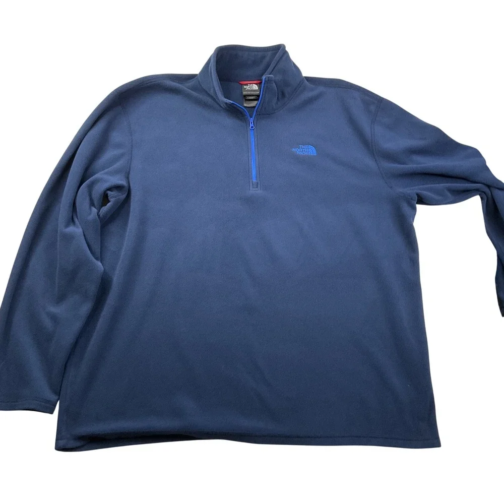 The North Face Mens Navy Blue XL Quarter Zip Fleece Pullover Mock Neck